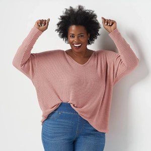 All Worthy Hunter McGrady Waffle Knit Dolman Top - Ash Rose a390345